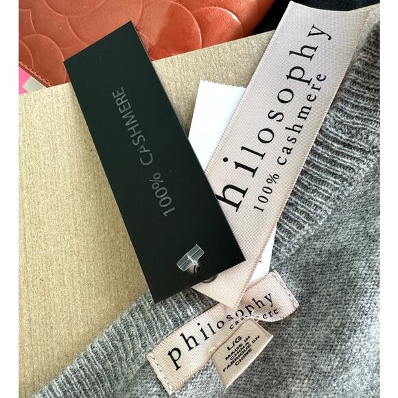 SOLD- Philosophy Cashmere French Bulldog Sweater, Heather Gray Women's size Lg - Picture 4 of 8